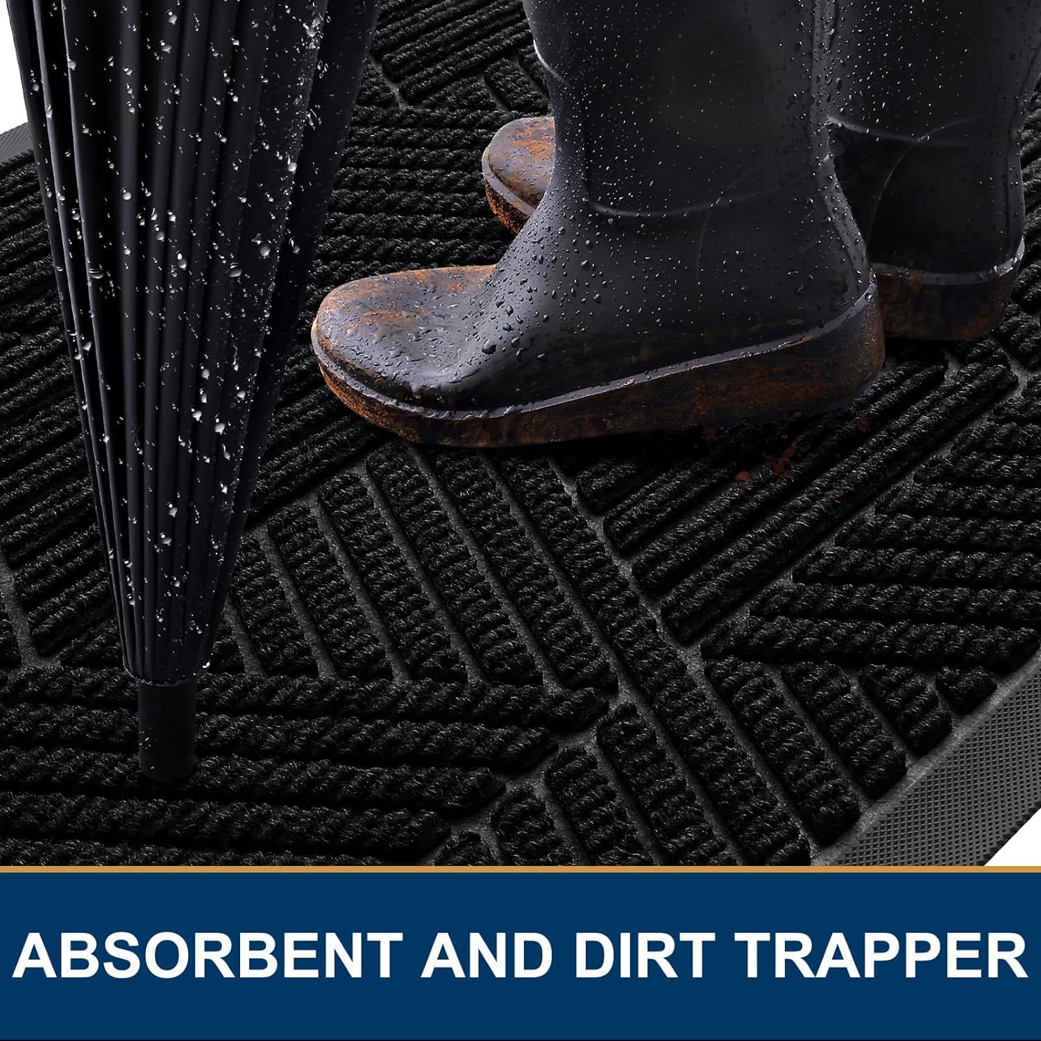 Smiry Front Door Mat Outside Entrance, Low Profile Rubber Doormat, 71x47