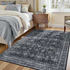 5x7 Area Rugs for Living Room Bedroom, Black Washable Non-Slip Carpet