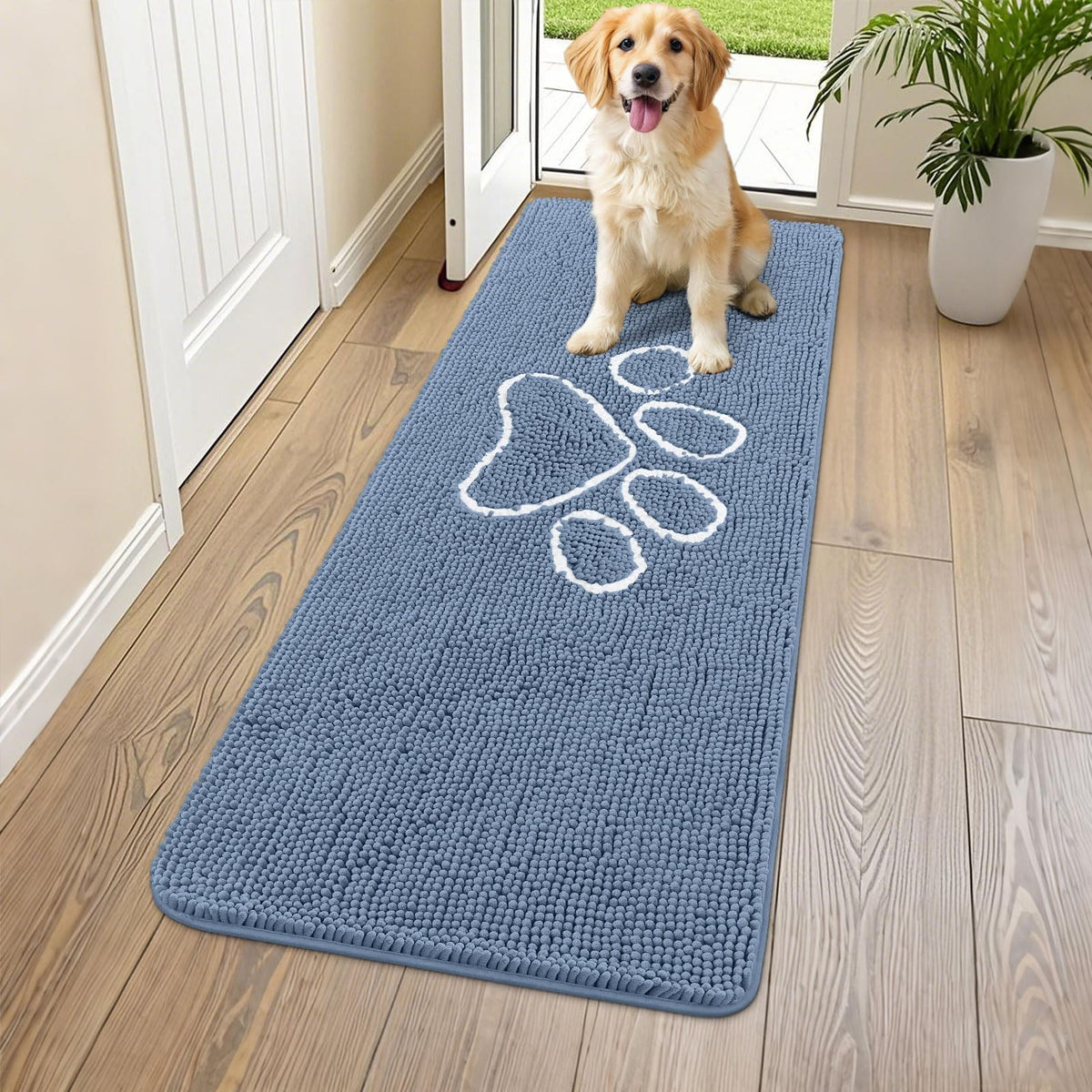 Smiry Dog Door Mat for Muddy Paws, Absorbent Non Slip Dirt Trapper, 59x24