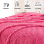 Whale Flotilla Extra Large Fuzzy Fleece Throw Blanket for Couch, 50x70 Inch Fluffy Warm Soft Jacquard Blankets for All Season, Lightweight and Cozy, Hot Pink