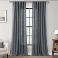 Jolilight Dark Gray Curtains for Living Room Back Tab Modern Farmhouse Semi Sheer Gray Curtains 84 inches Long 2 Panels Set Muted Neutral Window Curtain for Dining Room Bedroom 52x84