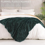 Exclusivo Mezcla Fleece King Blanket for Bed, Extra Large Fuzzy Forest Green Bed Blankets, Soft Cozy Plush Sofa Throws for All Seasons, 90x104 Inches