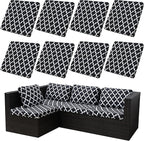 8Pcs Stretch Patio Cushion Covers,Outdoor Couch Covers Replacement,Outdoor Couch & Sofa Slipcovers,for Patio Furniture Cushion Covers,Washable Reusable urniture Protector(Lingge Grey,8PCS)