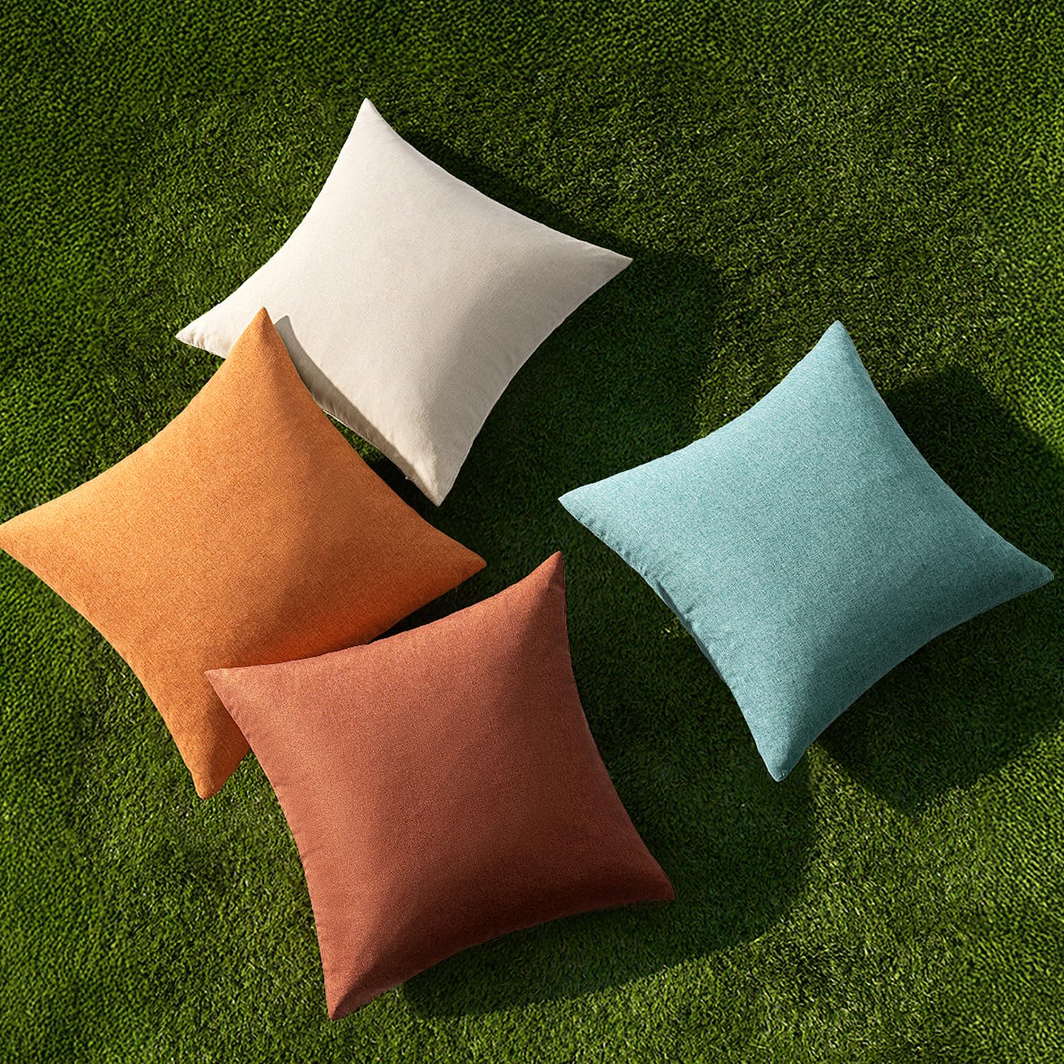MIULEE Pack of 4 Decorative Outdoor Throw Pillow Covers Linen Waterproof Pillow Covers Summer Farmhouse Cushion Cases for Patio Garden Tent Balcony Couch Sofa 18x18 Inch Orange Rust