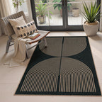 Lahome Modern Rainbow Easy Jute Outdoor Patio Rug, 3x5 Black Office Rug