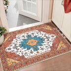 SERISSA Boho Rugs for Entryway, 2x3 Orange Entryway Rug Non-Slip Washable Small Area Rug, Ultra Soft Oriental Vintage Low-Pile Indoor Door Mat Floor Carpet for Entrance Bedroom Kitchen Bathroom