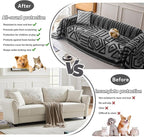 HANDONTIME Boho Geometric Couch Covers for Sofa Pet Friendly Dark Grey and Black Sofa Covers Washable Chenille Couch Blanket Cover for 2 Cushion Couches Pet Protector Furniture Cover Soft, 71" X 102"