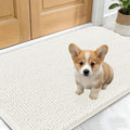 OLANLY Dog Door Mat for Muddy Paws 24x16, Absorbs Moisture and Dirt, Absorbent Non-Slip Washable Doormat, Quick Dry Chenille Mud Mat for Dogs, Entry Indoor Entryway Carpet for Inside Floor, Ivory