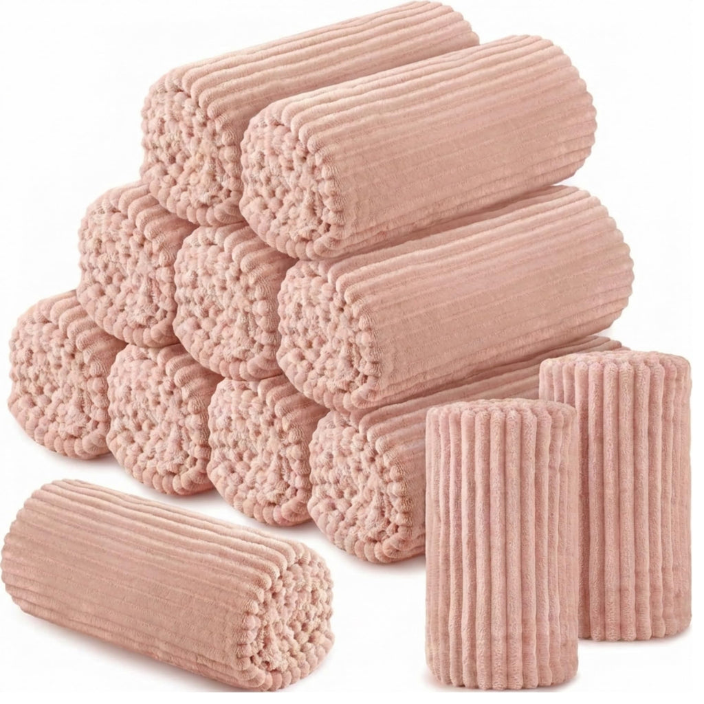 Buryeah 12 Pcs Flannel Blankets Bulk,Fall Outdoor Wedding, Rosewood Pink