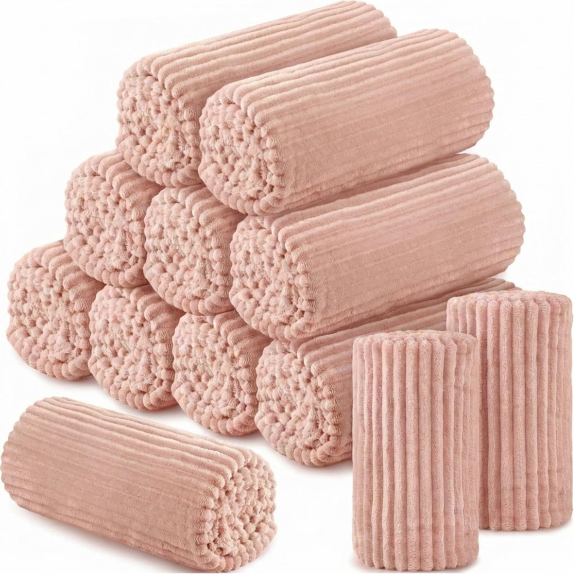 Buryeah 12 Pcs Flannel Blankets Bulk,Fall Outdoor Wedding, Rosewood Pink