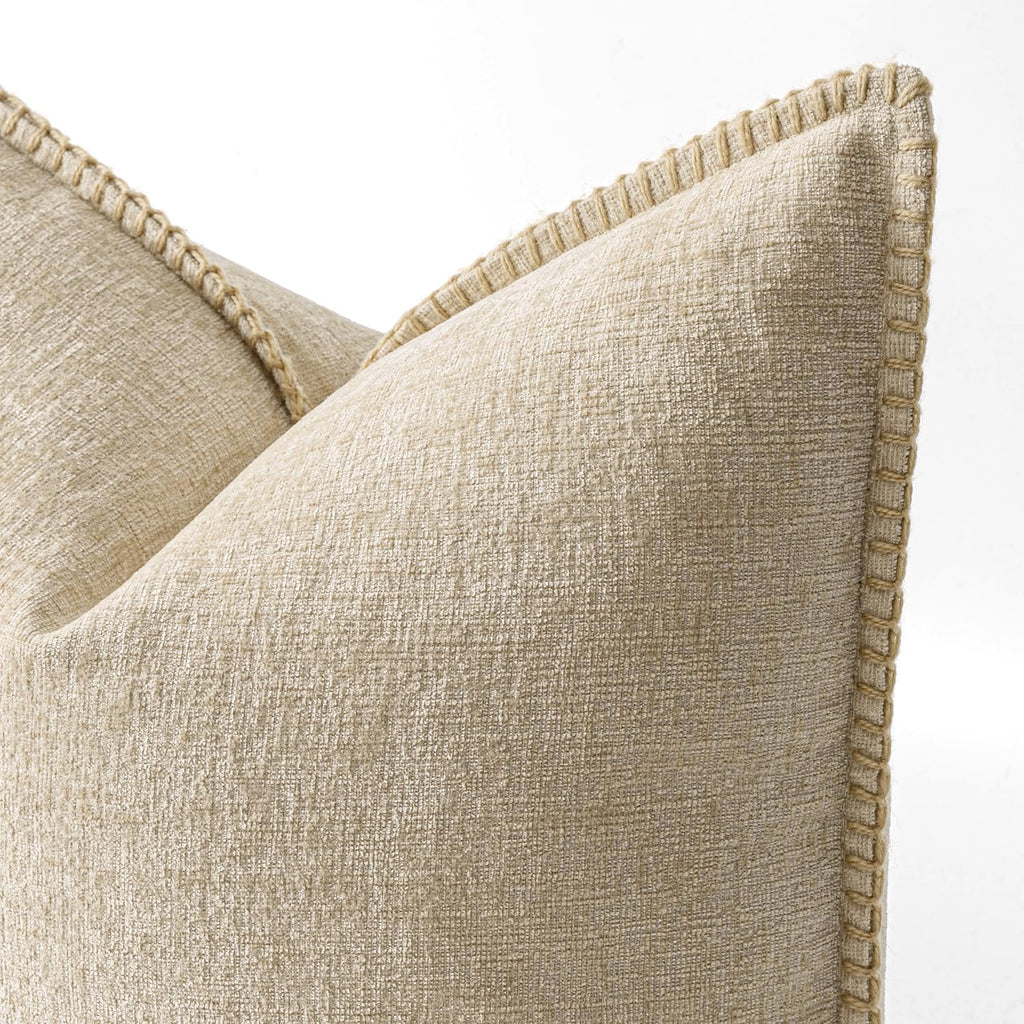 MIULEE Decorative Couch Throw Pillow Covers 18x18 Inch Beige 2 Pack