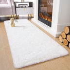 Chicrug Soft Runner Rug for Bedroom Living Room Plush Fluffy Rug 2x10 Feet, Shag Furry Runner Carpet Non Shedding for Nursery Children Kids Girls Room Home Decorative, Cream