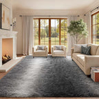 Area Rugs for Living Room, 6x9 Feet Soft Fluffy Plush Rug High Pile Non-Slip Floor Carpet for Bedroom Dorm Decor Aesthetic Grey White Gradient