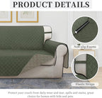 ISSUNTEX Double Protection 100% Waterproof Sofa Covers for Living Room, Couch Covers for 3 Cushion Couch Sofa, Reversible Furniture Protector Sofa Cover for Dogs (Oversized Sofa, Greyish Green/Beige)