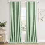 Guken 100% Blackout Curtains 120 Inch Length 2 Panels Set for Living Room Bedroom Back Tab Thermal Insulated Black Out Linen Drapes Room Darkening Window Curtains Aqua Green 52x120