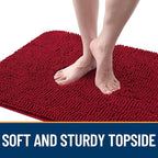 OLANLY Dog Door Mat for Muddy Paws 50x30, Absorbs Moisture and Dirt, Absorbent Non-Slip Washable Doormat, Quick Dry Chenille Mud Mat for Dogs, Entry Indoor Entryway Carpet for Inside Floor, Red