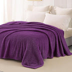 Whale Flotilla Twin Size Fuzzy Fleece Blanket for Bed, 60x80 Inch Fluffy Warm Soft Jacquard Blankets for All Season, Lightweight and Cozy, Purple
