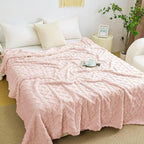 Aganear Twin Blanket - 3D Stylish Design, Lightweight Blanket Super Soft, Warm, Decorative Present for All Seasons, Portable Throw Blankets for Couch, Sofa, Bed, Car(60"×80", Pink)