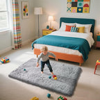 Shag Area Rug for Bedroom 3x5,Grey Fluffy Area Rugs for Living Room,Soft Fuzzy Rug Non-Shedding Indoor Plush Carpet for Kids Bedroom Nursery Dorm Home Decor