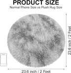 Tie Dye Grey Round Rugs Small 2x2 ft Fluffy Circle Rug Furry Carpet Shaggy Circular Fuzzy Plush Area Rug for Girls Bedroom Kids Room Nursery Cute Room Decor Chair Cushion Pet mat Doormat