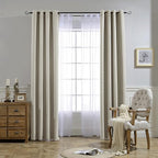 NICETOWN Room Darkening Window Curtains 72 inches Long, Thermal Insulated Grommet Room Darkening Window Treatments for Bedroom/Living Room, Natural, Set of 2, W37 x L72
