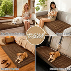 hyha Couch Covers for Dogs Washable, Non Slip Plush Dog Sofa Protectors, Fuzzy Pet Couch Covers for 3 Cushion Sofa Pet Friendly (Brown, 27.6" x 82.7")