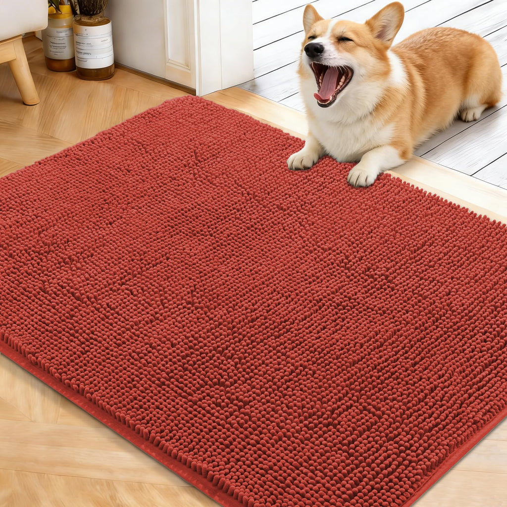 OLANLY Dog Door Mat for Muddy Paws 40x32, Super Absorbent Chenille Mud Mat