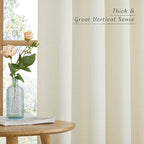 NICETOWN Thick Linen Curtains Extra Long 120 inch Length, Rustic Grommet Privacy Added Vertical Flax Semi Sheer Panels for Farmhouse/Living Room, Off White, W55 x L120, 2 Panels