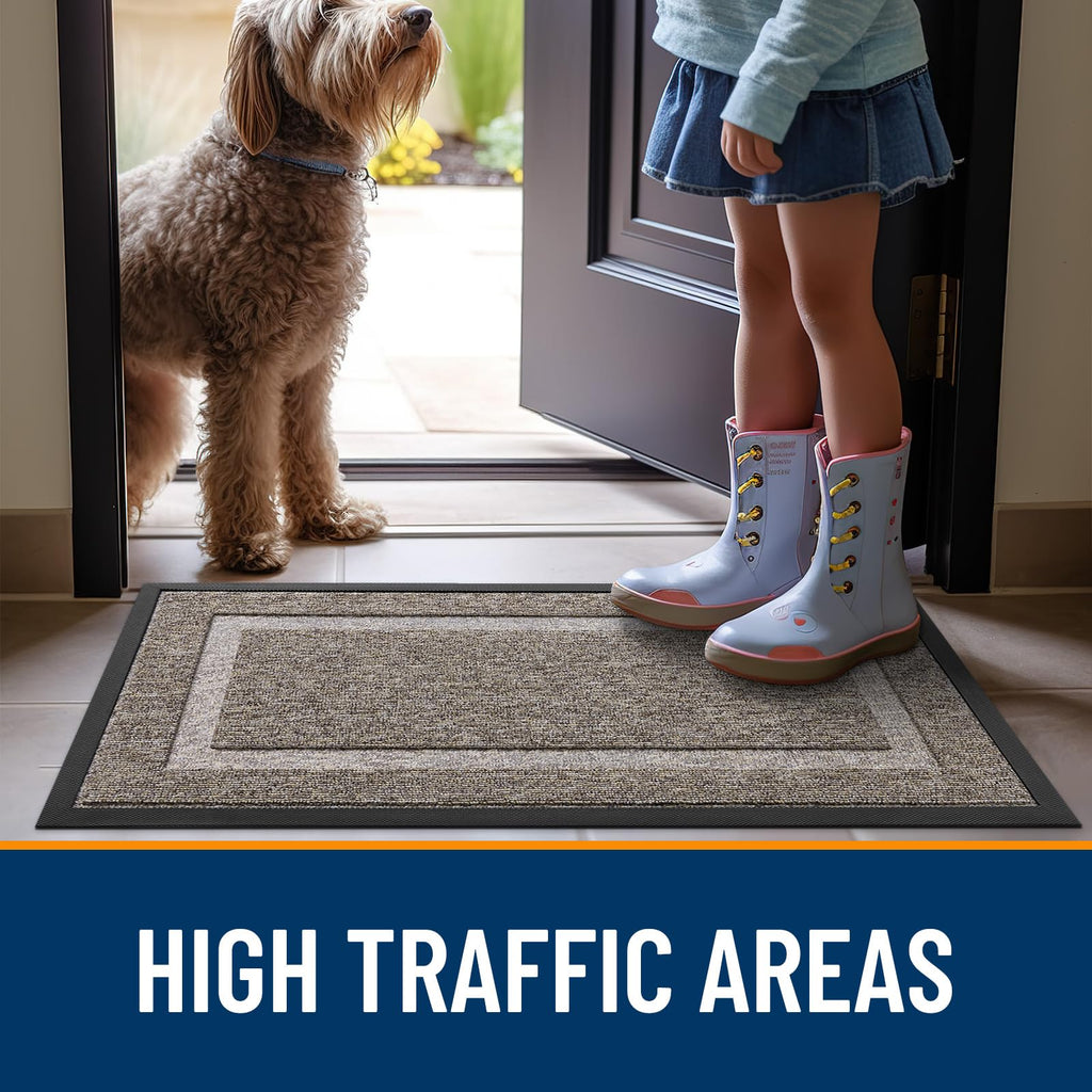 OLANLY Front Door Mat Outside 47x17, All-Season Heavy-Duty Rubber Doormat