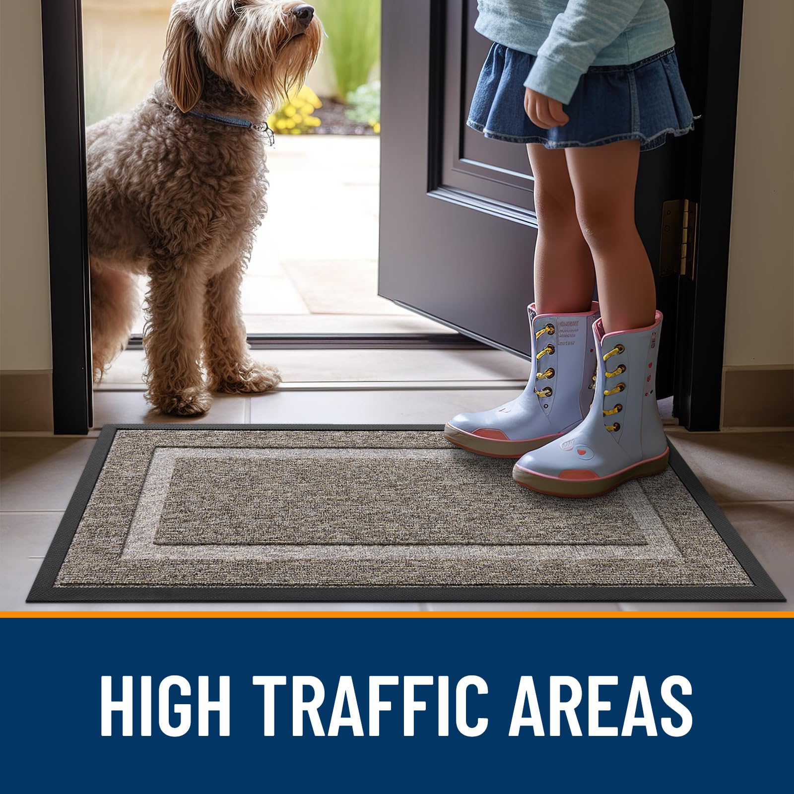 OLANLY Front Door Mat Outside 47x17, All-Season Heavy-Duty Rubber Doormat