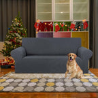 KEKUOU Stretch Loveseat Sofa Cover Slipcover,Couch Covers for 2 Cushion Couch Sofa (55"-78") Furniture Protector Sofa with Elastic Bottom for Kids,Dog. Jacquard Small Checked (Medium,Charcoal)