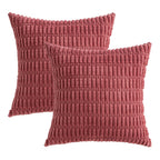 MIULEE Corduroy Decorative Throw Pillow Covers 18x18 Crimson Pack of 2