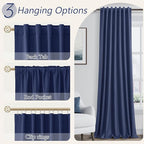 Guken 100% Blackout Curtains 108 Inch Length 2 Panels Set for Living Room Bedroom Back Tab Thermal Insulated Black Out Linen Drapes Room Darkening Window Curtains 108 Inches Long,Classic Blue