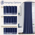 Guken 100% Blackout Curtains 120 Inch Length 2 Panels Set for Living Room Bedroom Back Tab Thermal Insulated Black Out Linen Drapes Room Darkening Window Curtains Classic Blue 52x120