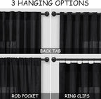 Nanspring Linen Curtains 84 inches Long for Living Room Privacy Sheer Black Simple Modern Curtains Back Tab and Rod Pocket Cotton Textured Curtain for Bedroom Dinner Room 70x84, 2 Panel