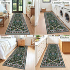 HEBE Washable Hallway Runner Rug 2'x 6' Non Slip Kitchen Rugs Runner,Low Pile Entryway Rug Laundry Room Mat Floral Carpet Runners for Hallways, Kitchen,Bathroom,Laundry,Bedside Rug