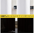 NICETOWN 100% Absolutely Blackout Linen Curtains with Thermal Insulated White Liner, White, 52" Wide, Long Curtains 95" Long 2 Panels Set for Living Room, Thermal Insulated Privacy Drapes for Bedroom
