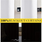 NICETOWN 100% Absolutely Blackout Linen Curtains with Thermal Insulated White Liner, White, 52 inches Wide, 45 inches Length Energy Saving Curtains for Cafe 2 Panels Set, Vertical Blinds