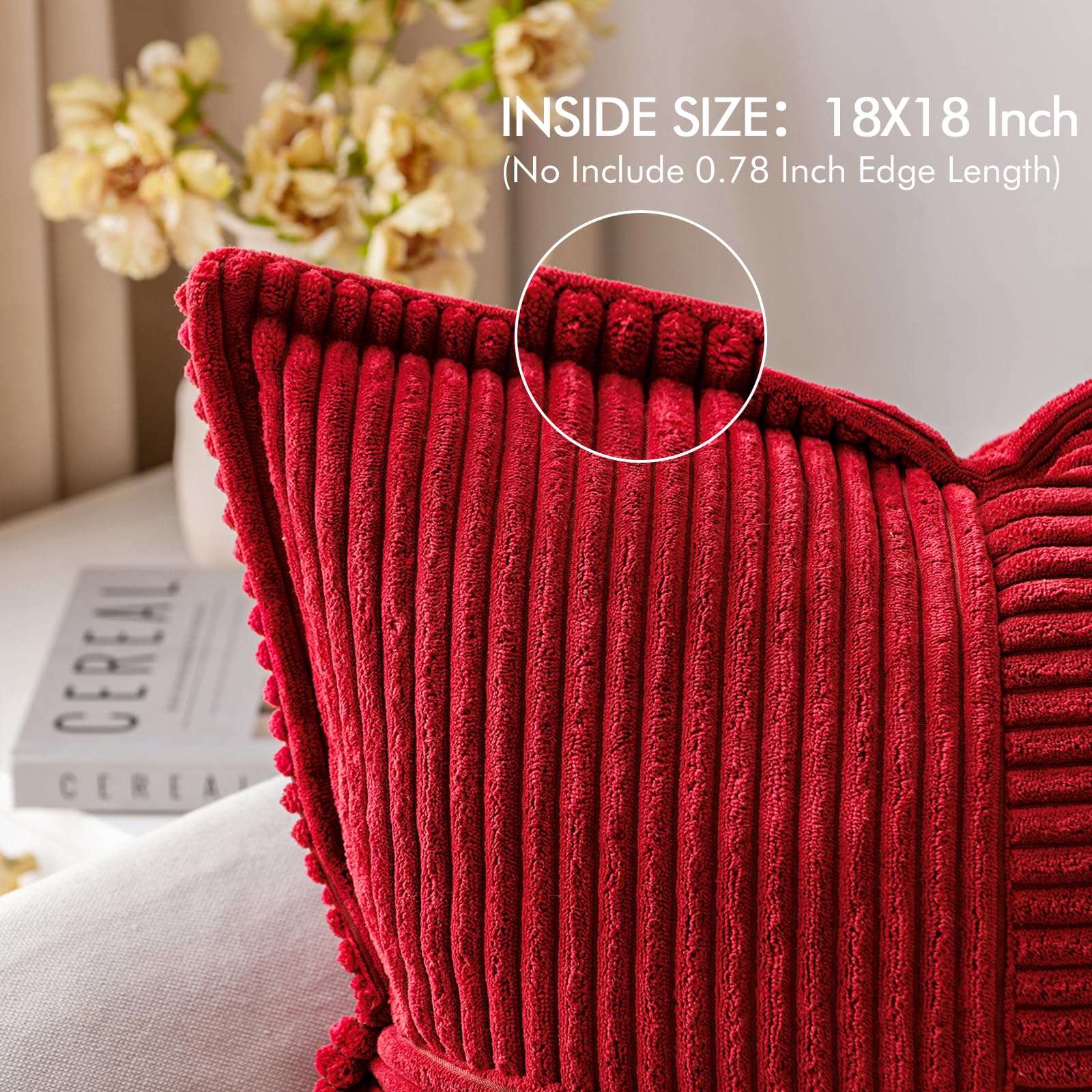 MIULEE Decorative Throw Pillow Covers for Couch 18x18 Inch Red 2 Pack