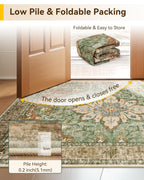RELEANY Washable Area Rug, Runner 3'x12', Brick/Brown/Green