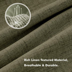MIULEE 100% Blackout Linen Curtains 42 x 84 Inch Light Olive Green 2 Panels