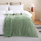 Linecooo Sage Green Fleece Throw Blanket 60”×80” for Couch Sofa Livingroom