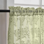 YJ YANJUN Vintage Lace Curtains 36 Inch Length-Victorian Floral Pattern Boho Sage Green Kitchen Window Curtains Over Sink Set of 2 Camper Window Privacy Drapes that Let Light in Spring 26x36 Inch