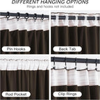 RYB HOME Brown Velvet Curtains 84 inches with Hook Belt, Soft Fabric Room Darkening Thermal Insulated Luxurious Home Decor Curtains for Living Room Bedroom, W 42" x L 84", 2 Panels Set