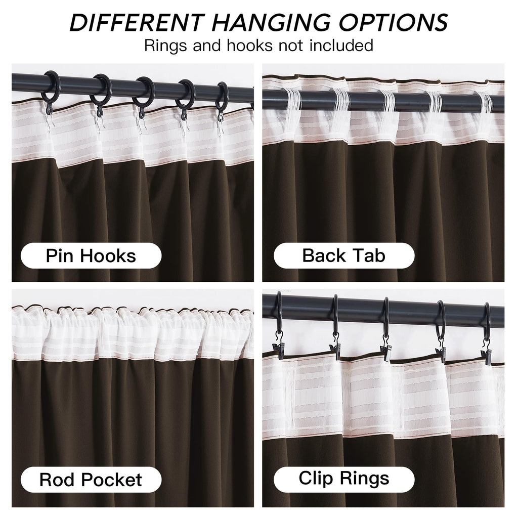 RYB HOME Brown Blackout Curtains 84 inches Long Velvet for Bedroom