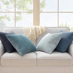 Topfinel BlueGray Throw Pillow Covers 24x24 Inch Set of 4,Soft Accent Corduroy Decorative Cushion Cover,Square Modern Pillow Case for Beach,Patio,Balcony,Living Room,Summer Gradient Shams Home Decor