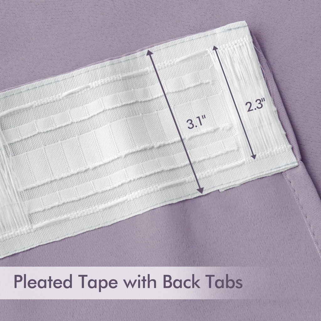 MIULEE Lilac Back Tab Blackout Curtains 52x96 Inch Long 2 Panels Set