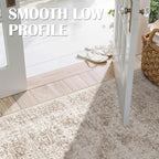 2x8 Washable Runner Rug: Vintage Medallion Kitchen Soft Rugs IvoryBeige