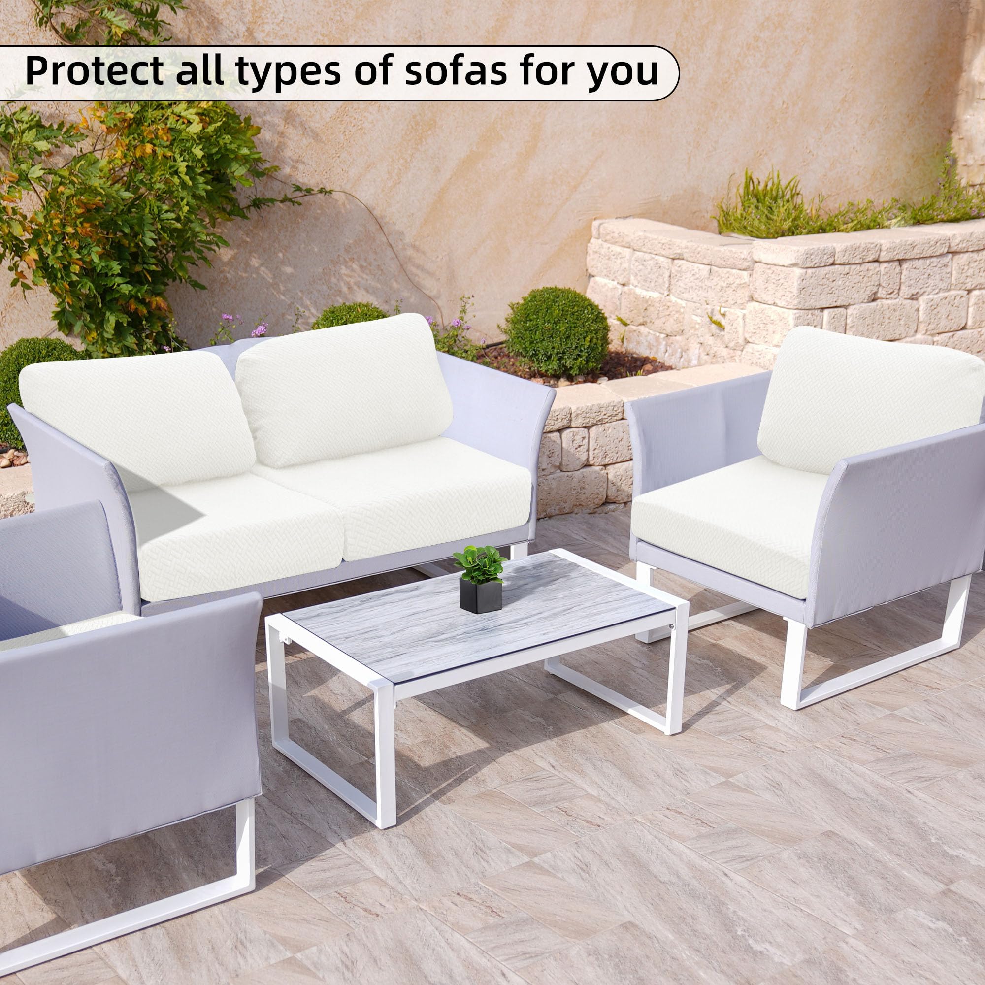 SUKAIKEQA 8PCS Patio Cushion Covers.Patio Furniture Couch SeatSlipcovers