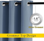 NICETOWN Stone Blue Curtains 96 inches Long, Grommet Thermal Insulated Blackout Curtains Privacy Window Treatments for Boys Room/Living Room, W46 x L96, 2 Panels